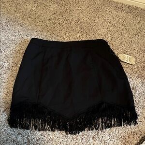 Altar'd State Black Mini Skirt with Fringe